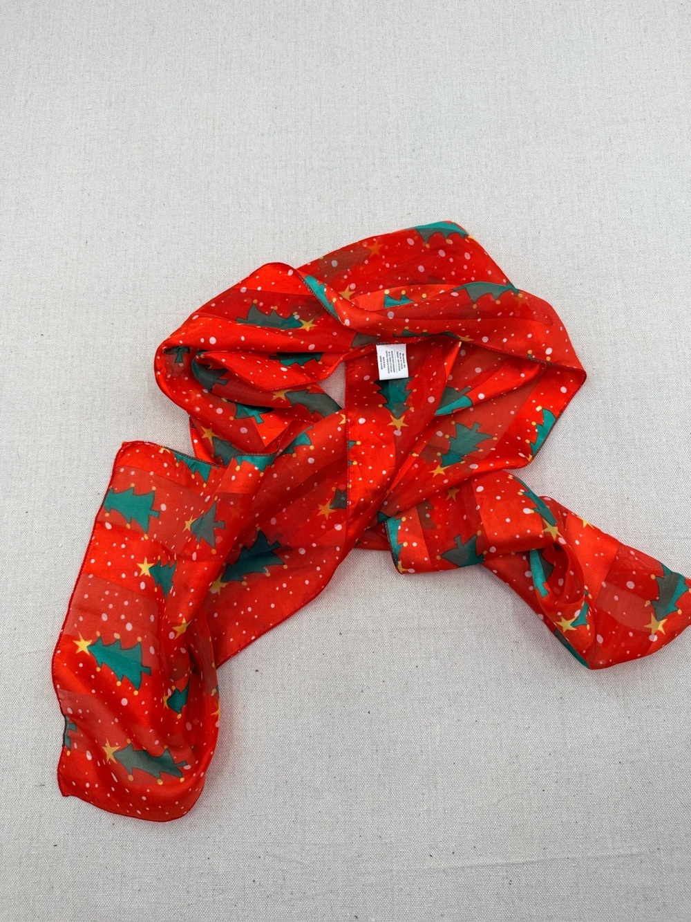 Red Christmas Tree Print Scarf